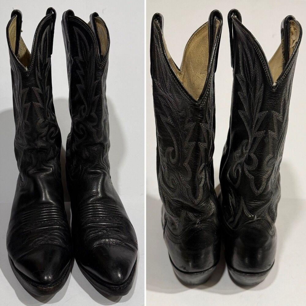 Dan Post Black Men's Size 10 D Pebble Grain Cowboy Boots - Picture 13 of 16